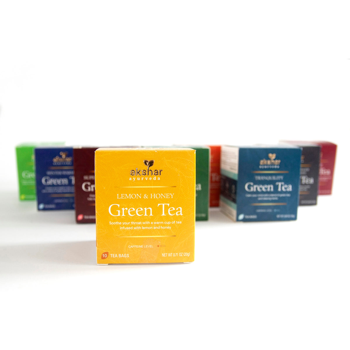 Akshar Ayurveda Lemon and Honey Herbal Tea, 10 tea bags featured in the assorted herbal tea collection