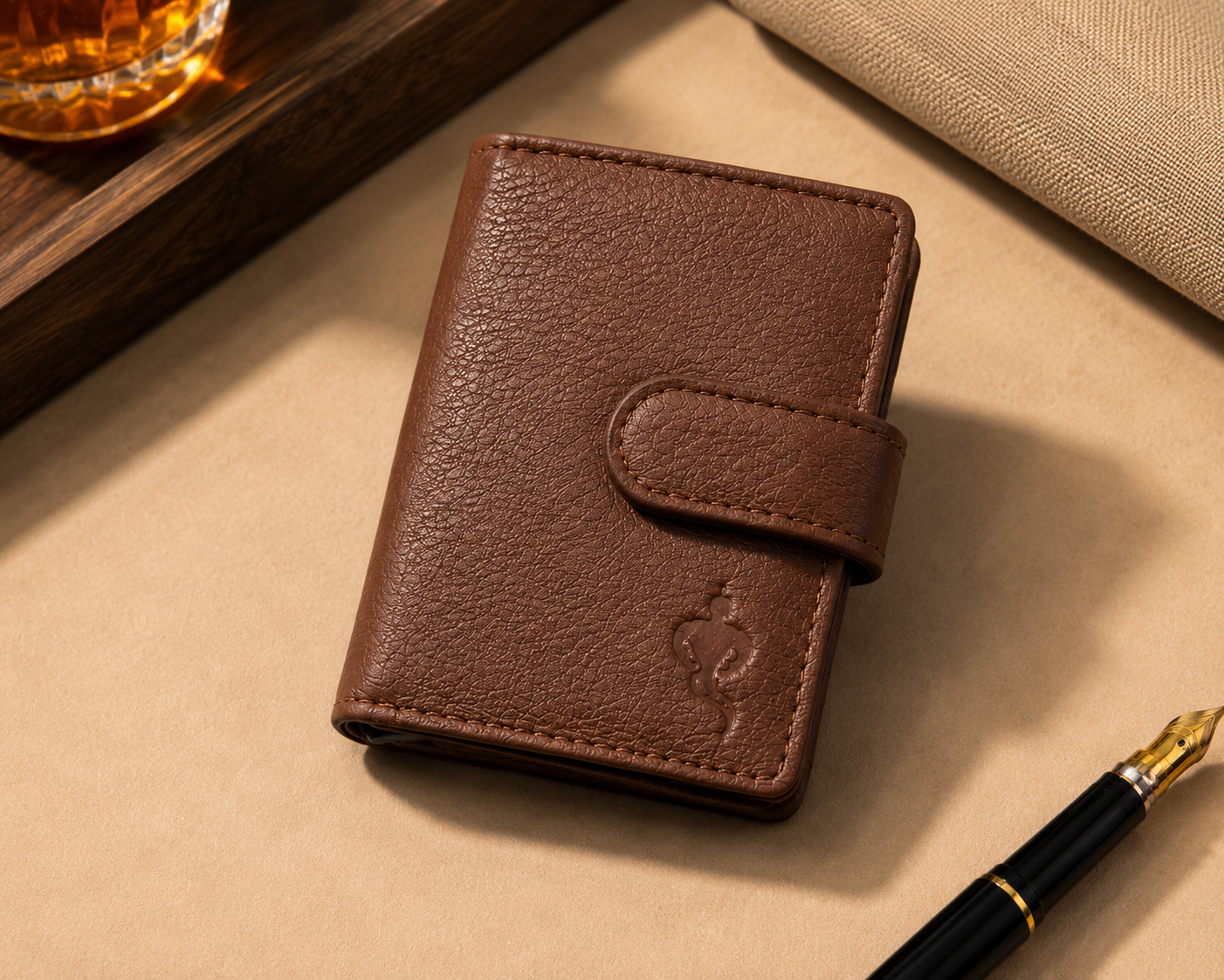 Macho Genie Urban Wrap RFID Leather Card Wallet – Tan Brown