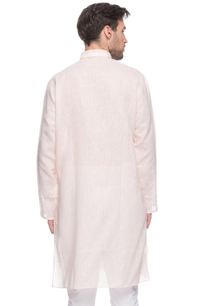 Men's embroidered cotton blend knee-length kurta style 3, alternate front view.