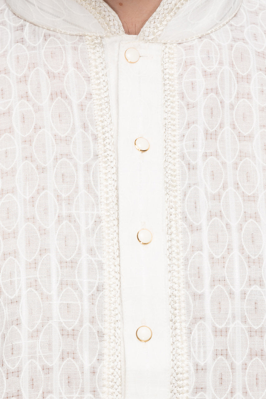 Men's embroidered rayon knee-length kurta style 2, back view.