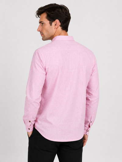 Side view of In-Sattva men's mauve pink double-breasted hip-length kurta tunic