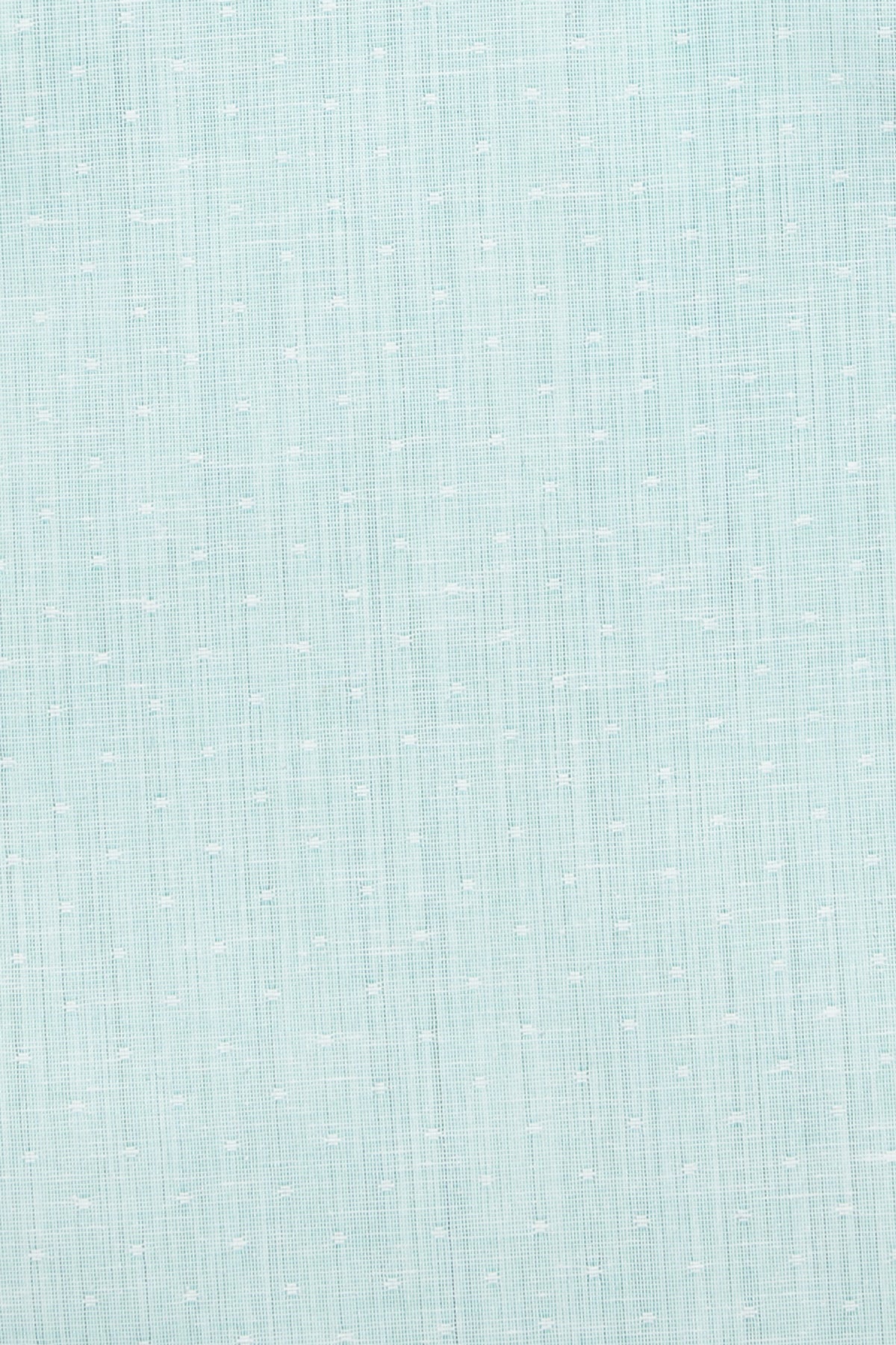 Men's turquoise embroidered knee-length kurta, close-up detail.
