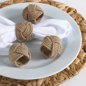 Handmade Artisan Crafted Natural Jute Knot Dining Napkin Rings