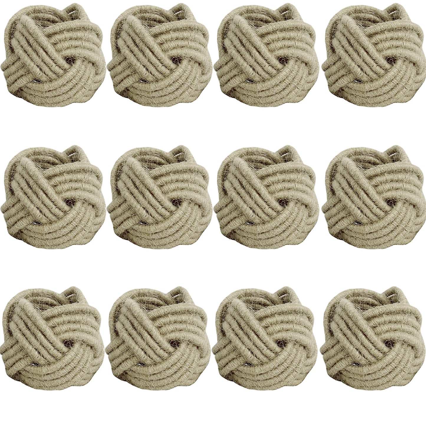 Handmade Artisan Crafted Natural Jute Knot Dining Napkin Rings