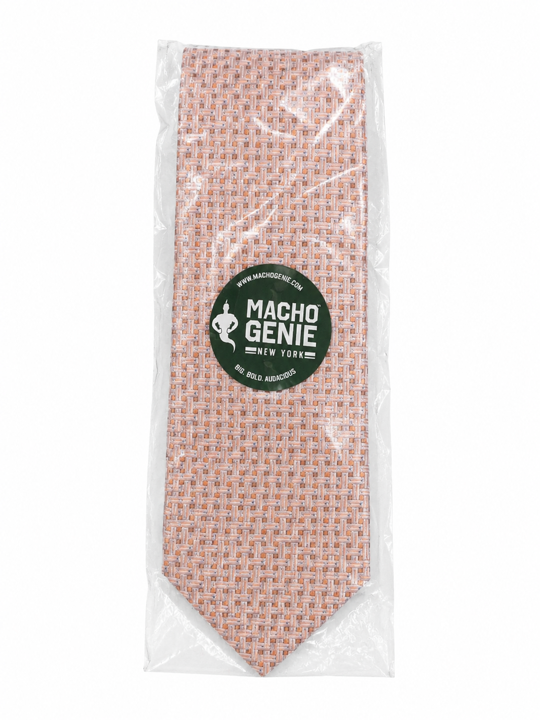 Macho Genie Men’s Peach Micro Dot Neck Tie