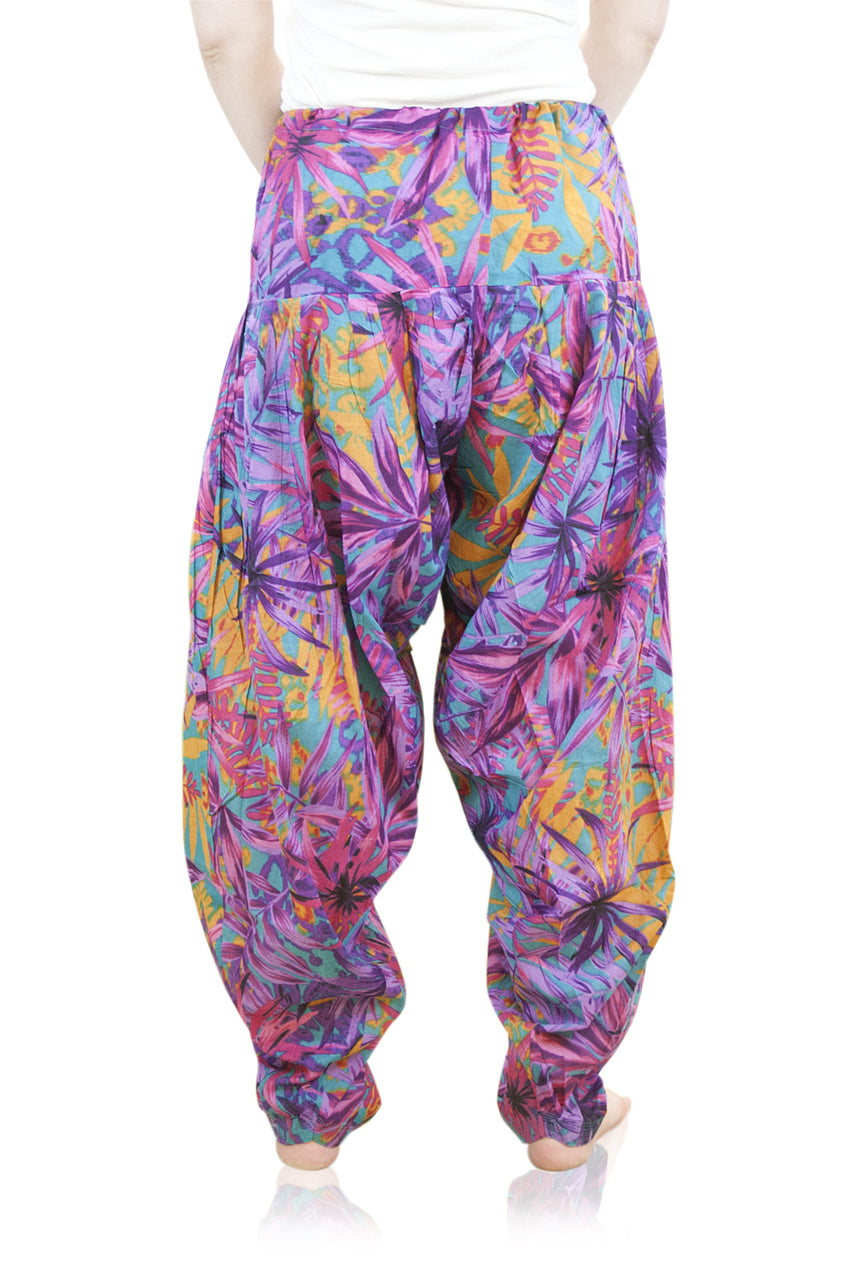 Indian Clothing Women's Full Length Patiala Dancer Pants Faded Purple Foliage Print, with Scarf åäÌÝÌÕ Back
