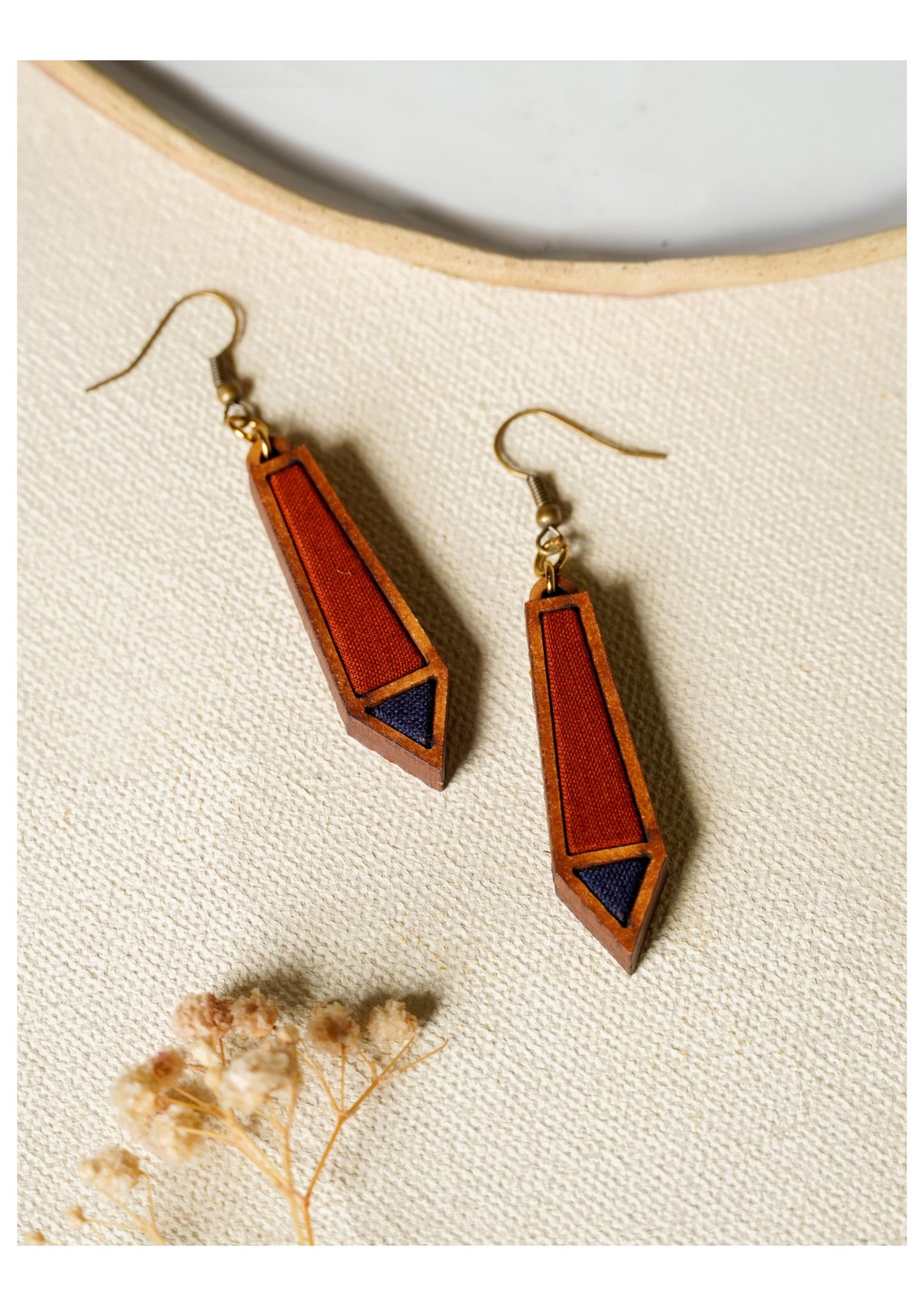 Colorful Tribal Inspired Wooden Earrings | Natural View