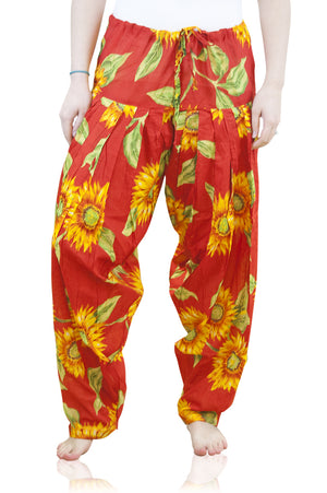 Indian Clothing Women's Full Length Patiala Dancer Pants Sunflower Print, with Scarf åäÌÝÌÕ Red Front