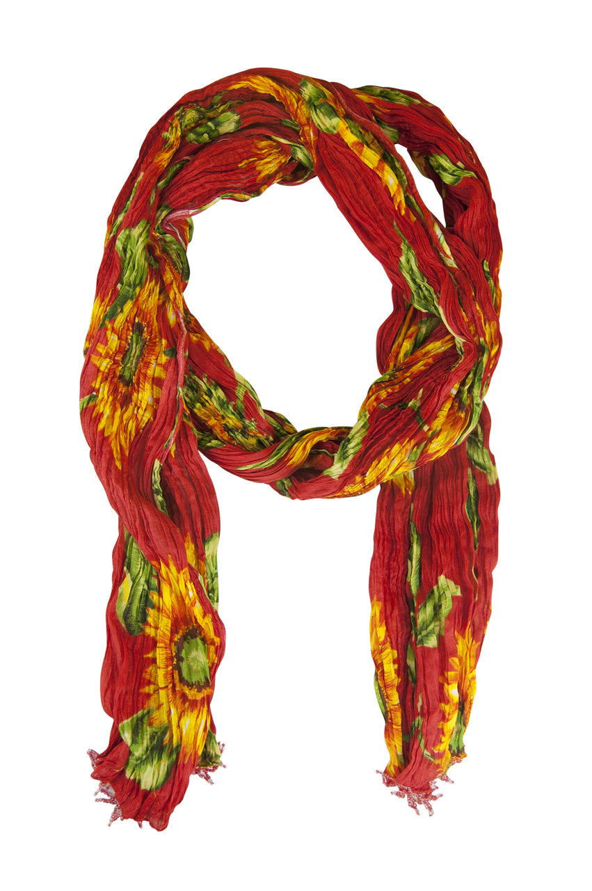 Indian Clothing Women's Full Length Patiala Dancer Pants Sunflower Print, with Scarf åäÌÝÌÕ Red Scarf