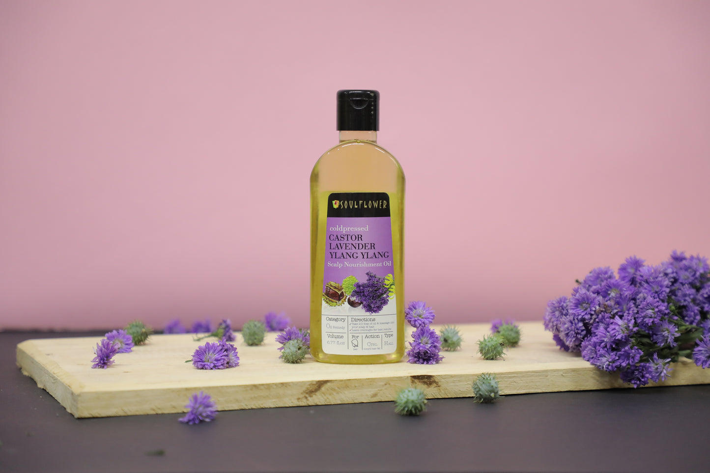 Soulflower Castor Lavender Nourishing Hair Oil product lifestyle image