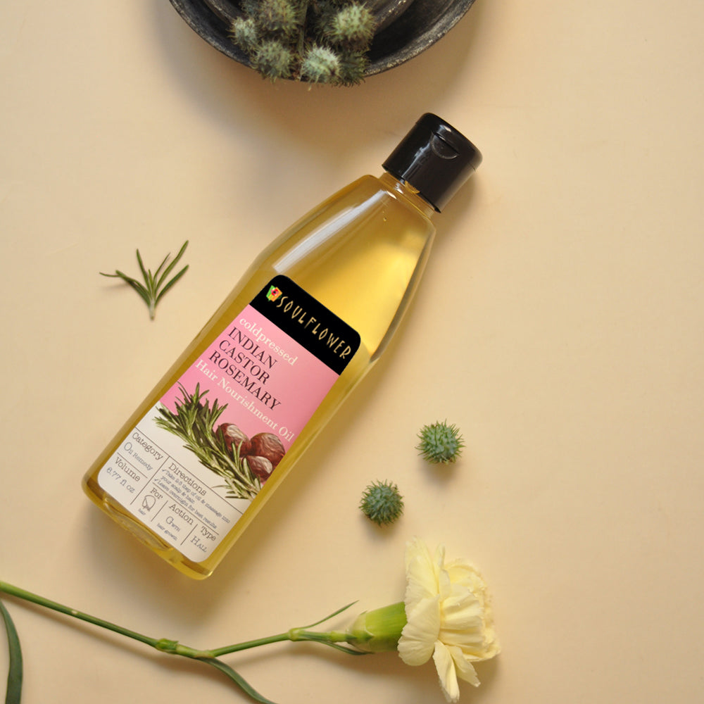 Soulflower Castor and Rosemary Hair Growth Oil product flat-lay image