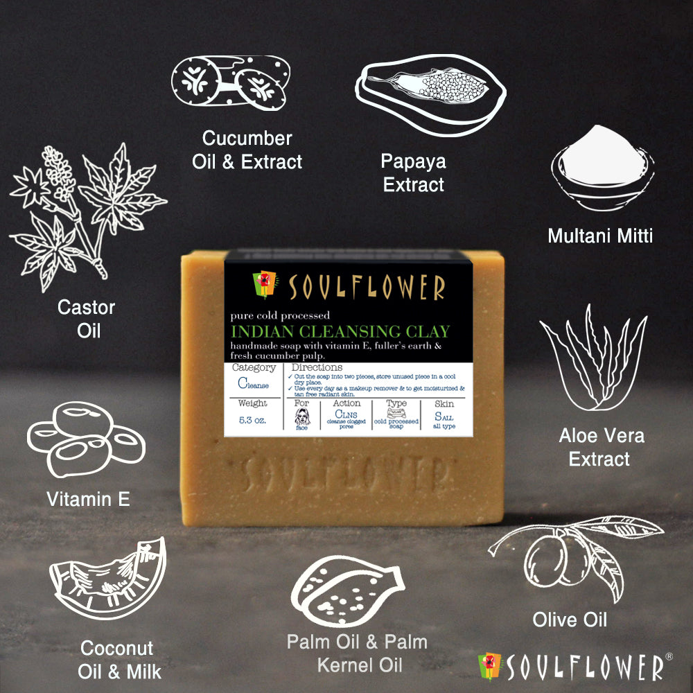 Soulflower Cleansing Clay Handmade Soap natural ingredients infographic