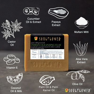 Soulflower Cleansing Clay Handmade Soap natural ingredients infographic