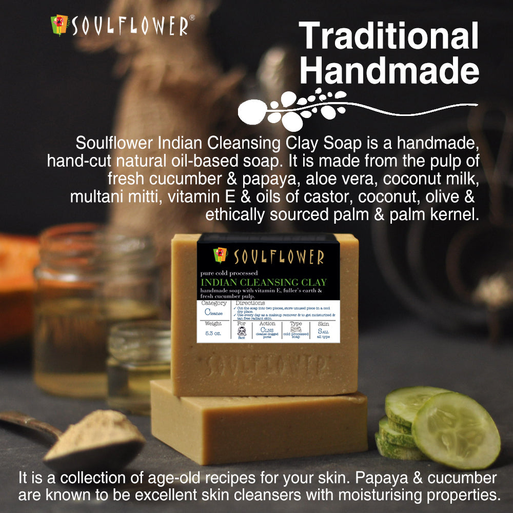 Soulflower Cleansing Clay Handmade Soap traditional handmade process infographic