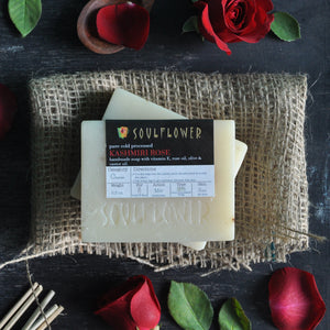 Soulflower Kashmiri Rose Handmade Soap, pack of 2 product lifestyle image