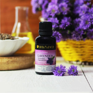 Soulflower Lavender Essential Oil for hair and skin, 1 oz product lifestyle image