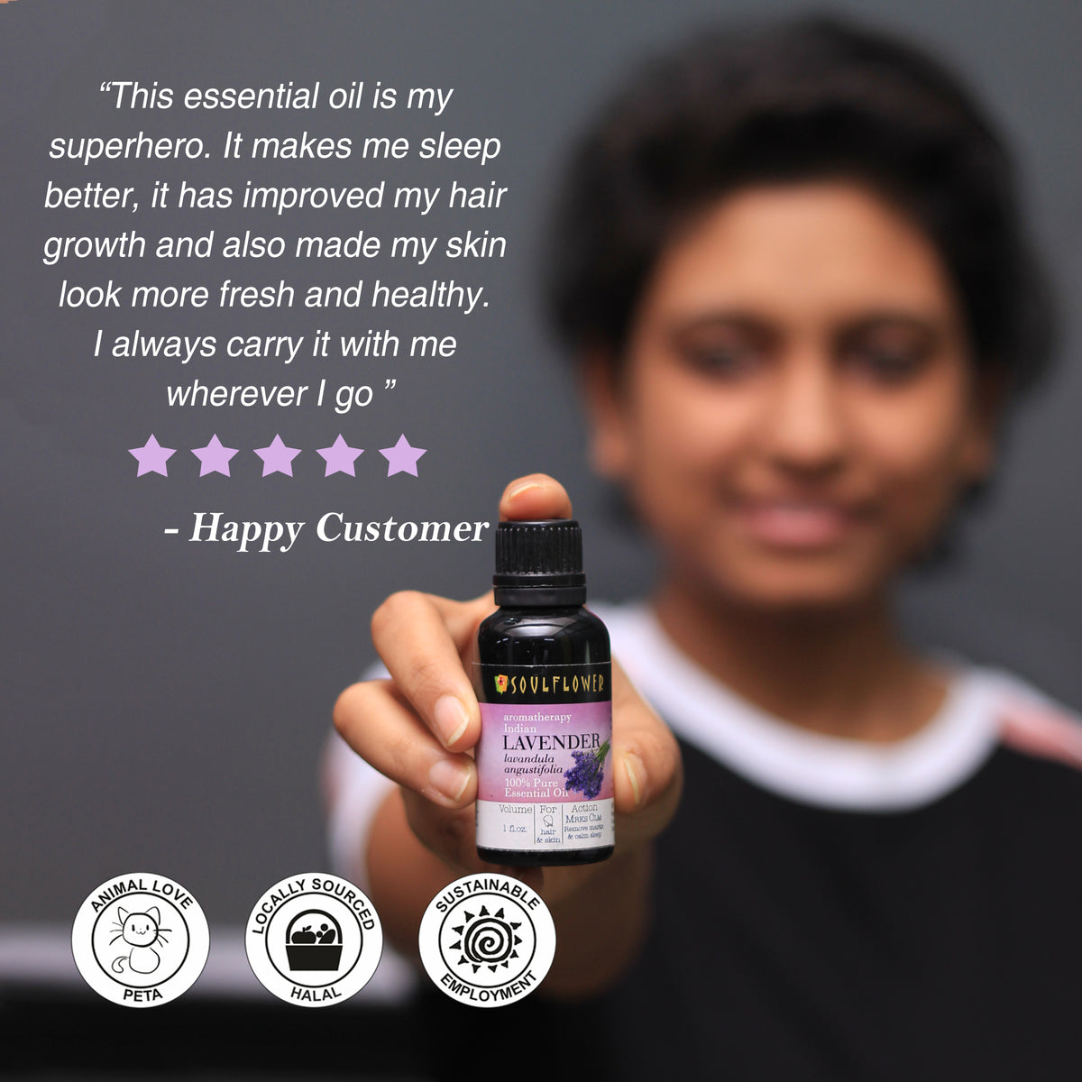 Soulflower Lavender Essential Oil for hair and skin, 1 oz customer review and product image