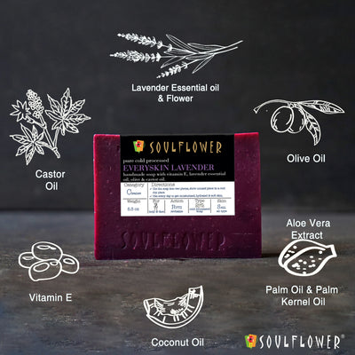 Soulflower Lavender Handmade Soap natural ingredients infographic