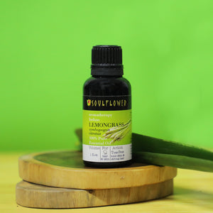 Soulflower Lemongrass Essential Oil for hair, skin and aromatherapy product lifestyle image