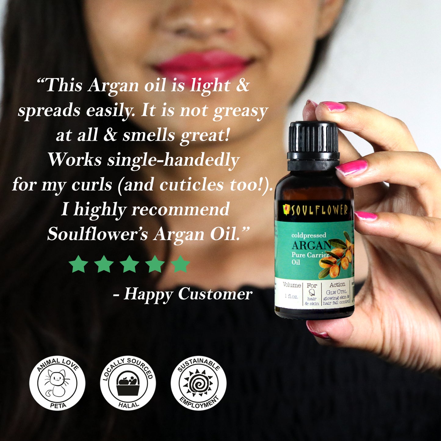 Soulflower Pure Argan Carrier Oil for hair and skin customer review and product image