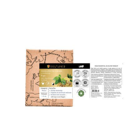 Soulflower Yoga Aromatherapy Essential Oil Blend ingredients label and usage directions