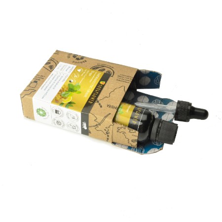 Soulflower Yoga Aromatherapy Essential Oil Blend open-box packaging with bottles and droppers