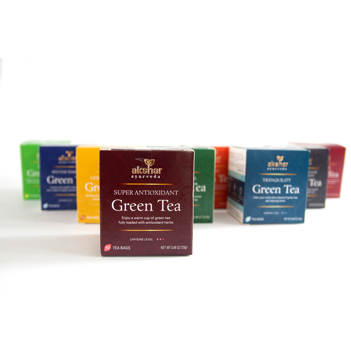 Akshar Ayurveda Super Oxidant Green Herbal Tea, 10 tea bags featured in the assorted herbal tea collection