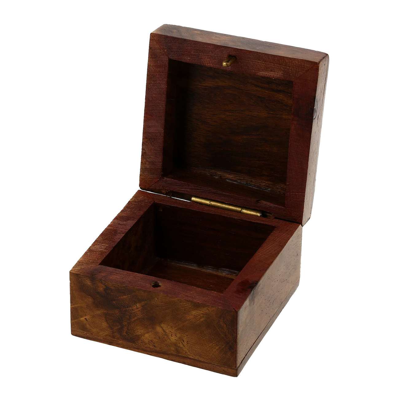 Handmade Pure Wooden Jewelry Box for Wedding and Engagement Rings with Brass Carved  Elephant Charm