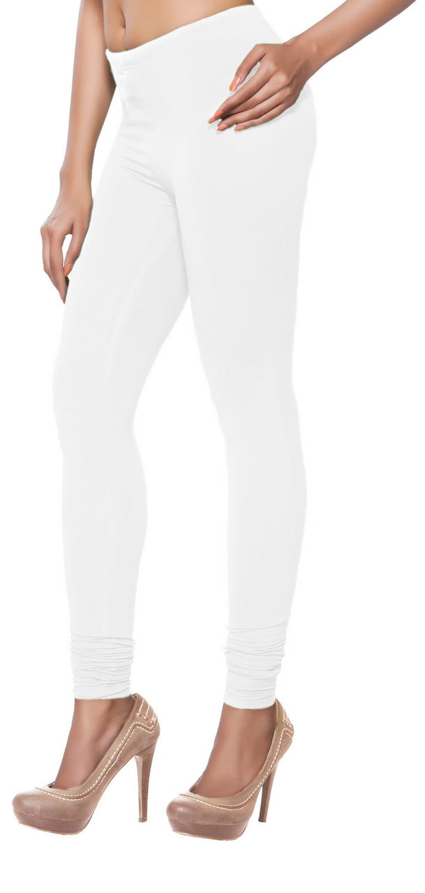 Women's Indian Solid White Churidar Leggings