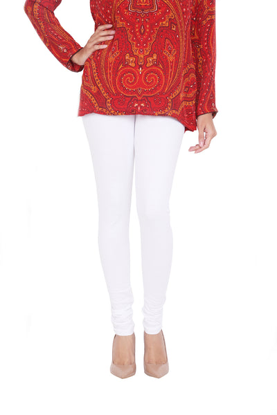 Solid Churidar Leggings - White