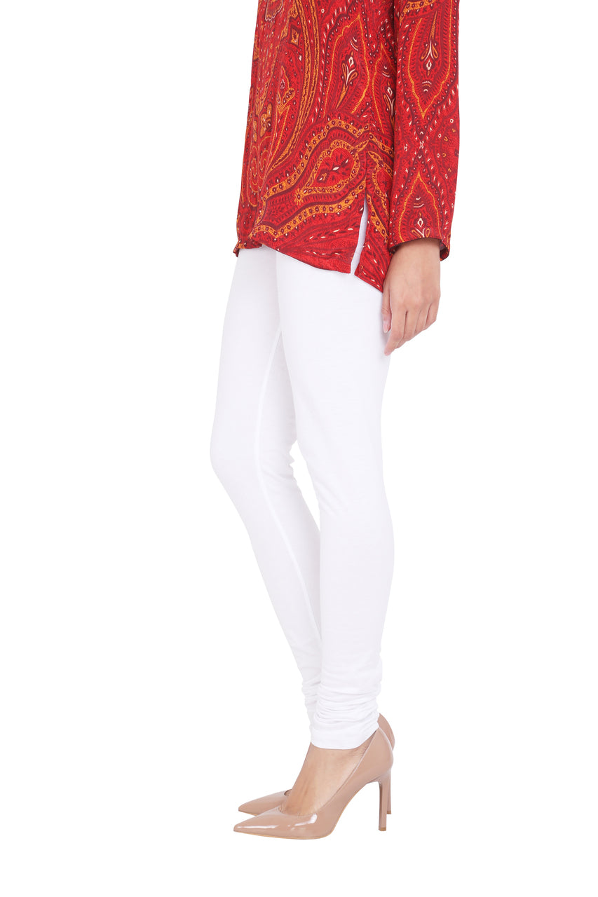 Solid Churidar Leggings - White