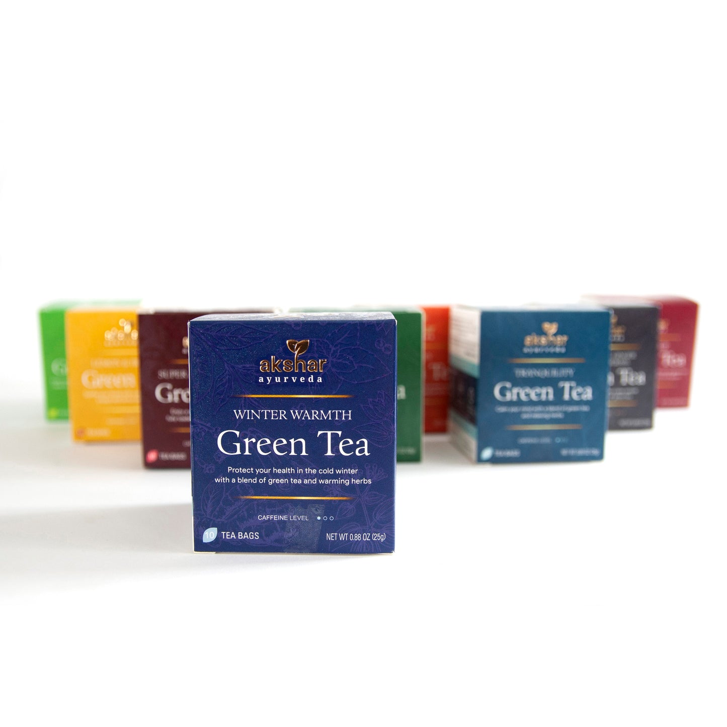 Akshar Ayurveda Winter Warmth Green Herbal Tea, 10 tea bags featured in the assorted herbal tea collection