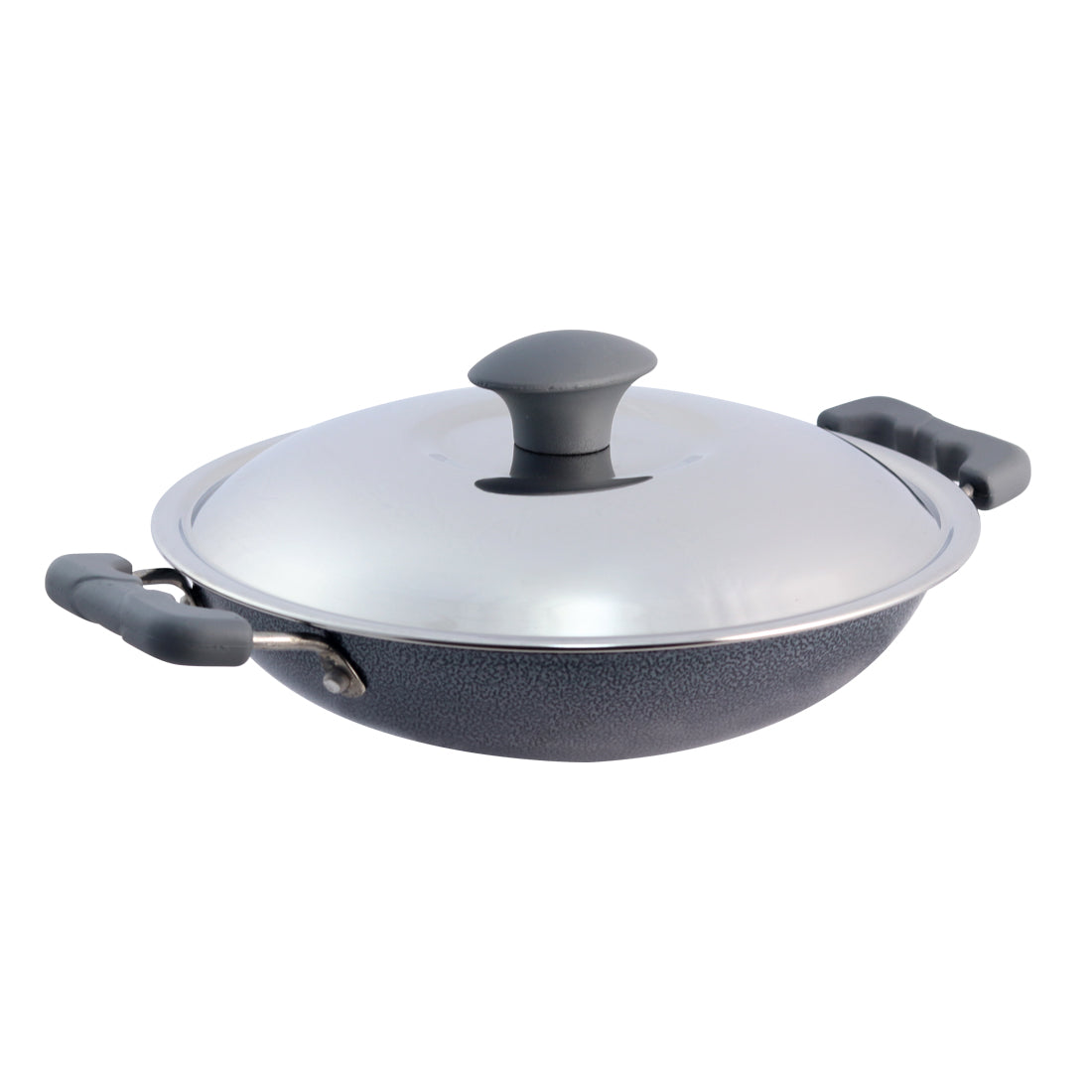 Wonderchef Non-Stick Aluminum Appachetty with Stainless Steel Lid For Appam and Crepes, 22cm, Black, alternate product view 5
