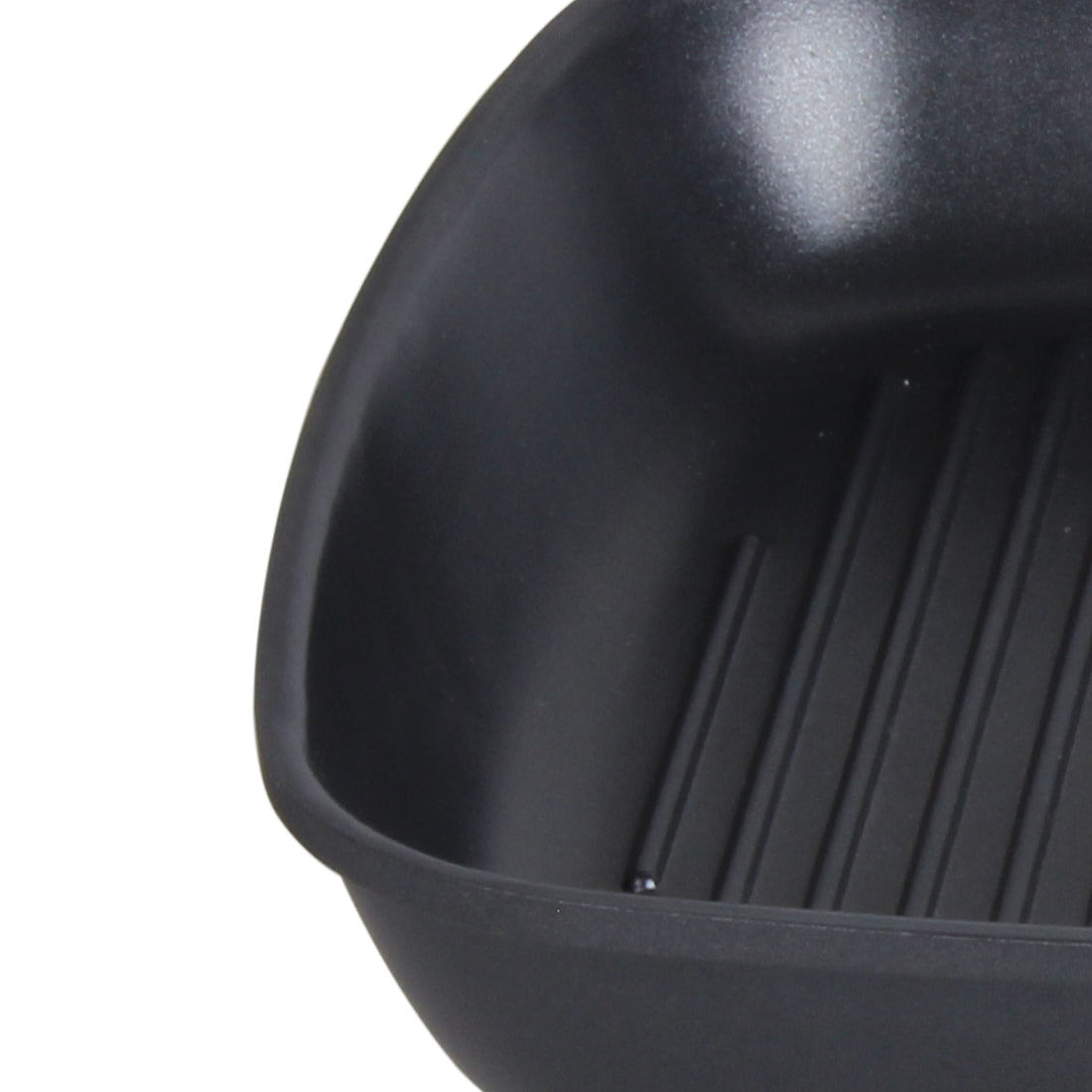 Wonderchef Die Cast Non-Stick Aluminum Wooden Handle Folding Grill Pan, 24cm, Black, close-up