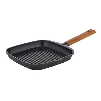 Wonderchef Die Cast Non-Stick Aluminum Wooden Handle Grill Pan, 24cm, Black, alternate product view 2
