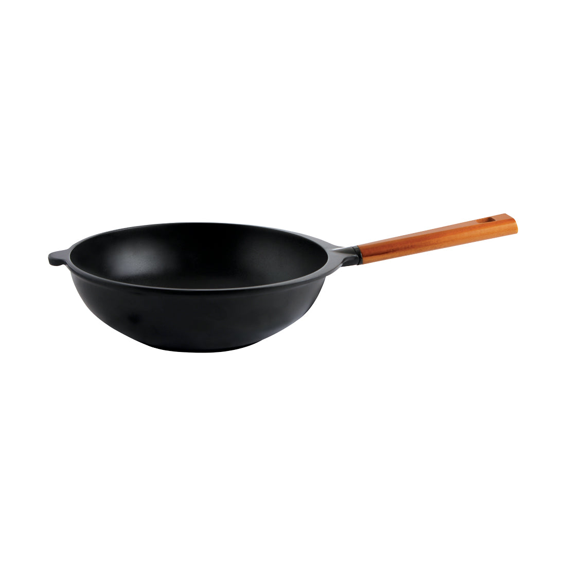 Wonderchef Die Cast Non-Stick Aluminum Wooden Handle Stir Fry Wok, 28cm, Black, alternate product view 4