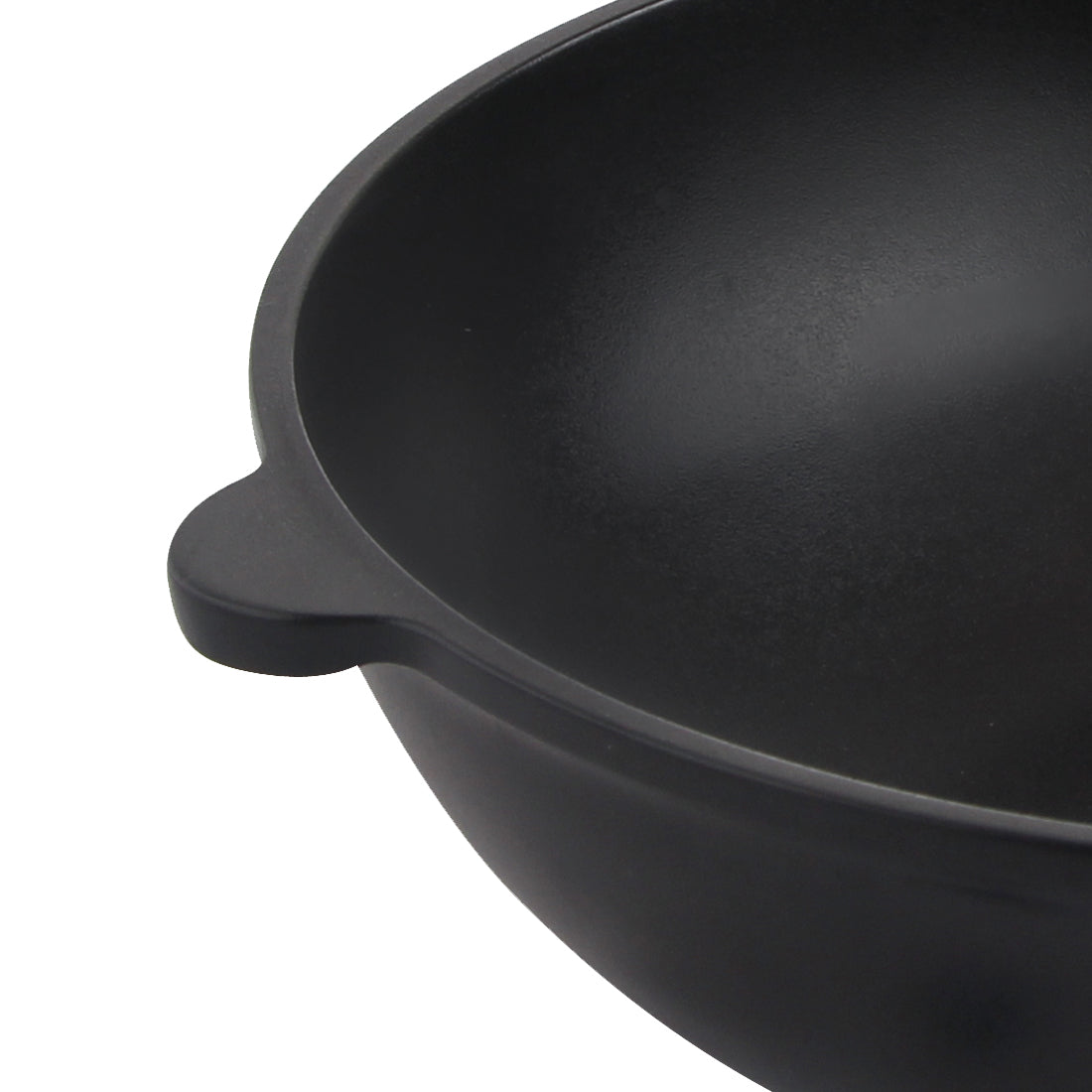 Wonderchef Die Cast Non-Stick Aluminum Wooden Handle Stir Fry Wok, 28cm, Black, close-up