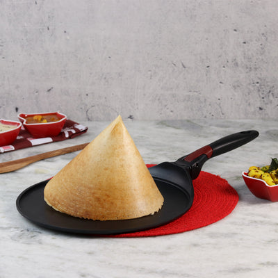 Wonderchef Click Non-Stick, PFOA-Free Aluminum Detachable Handle Dosa Tawa Crepe Pan, 30cm, Black, alternate product view 2