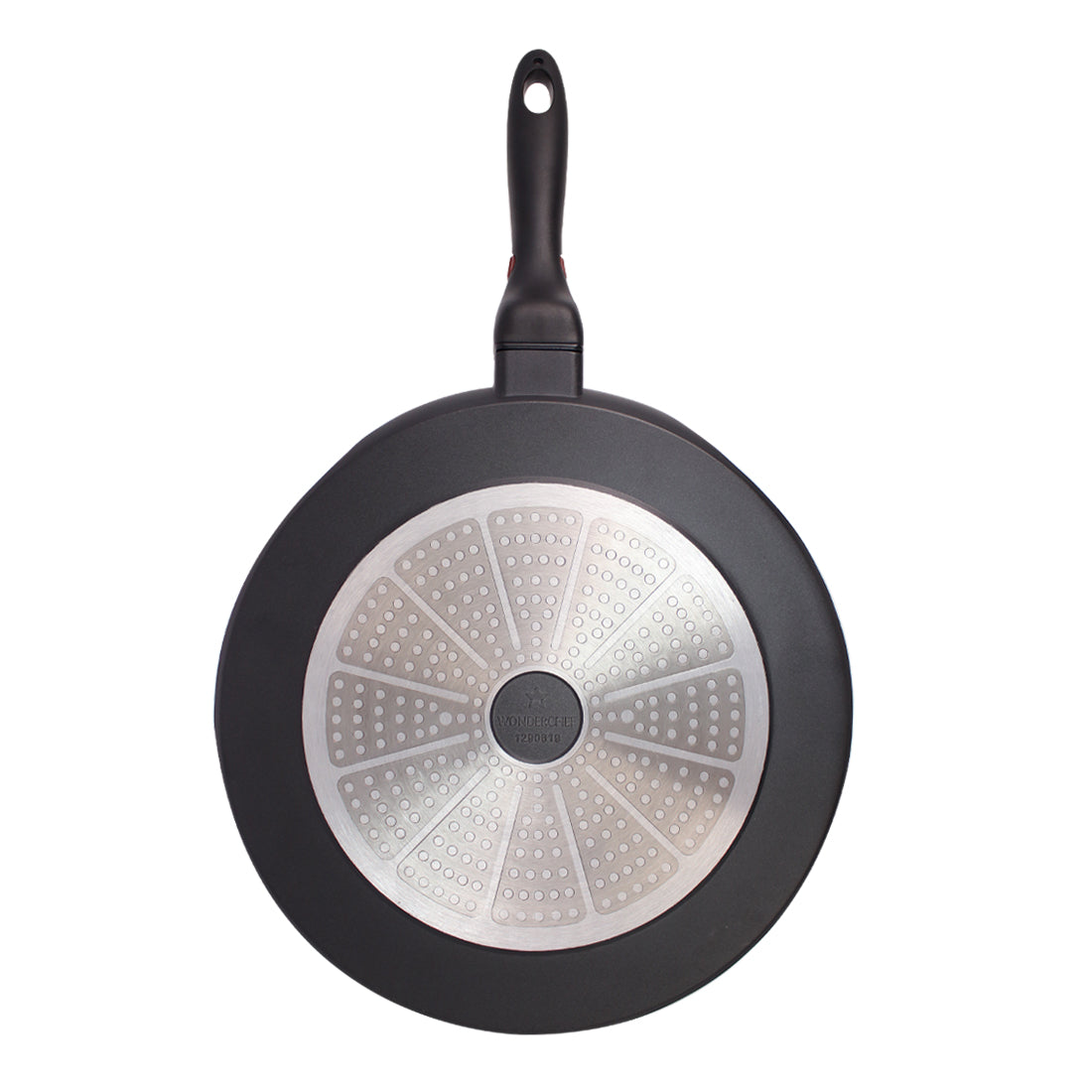 Wonderchef Click Non-Stick, PFOA-Free Aluminum Detachable Handle Dosa Tawa Crepe Pan, 30cm, Black, bottom view