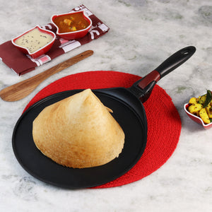 Wonderchef Click Non-Stick, PFOA-Free Aluminum Detachable Handle Dosa Tawa Crepe Pan, 30cm, Black