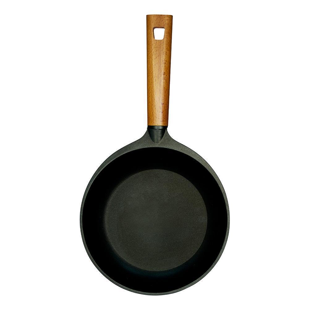 Wonderchef Die Cast Non-Stick PFOA-Free Stir Fry Wok Skillet with Wooden Handle, Black, top view 2