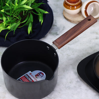 Wonderchef Ebony Hard Anodized Non-Stick Saucepan and Soup Pan 16cm 2L, Black, alternate product view 2