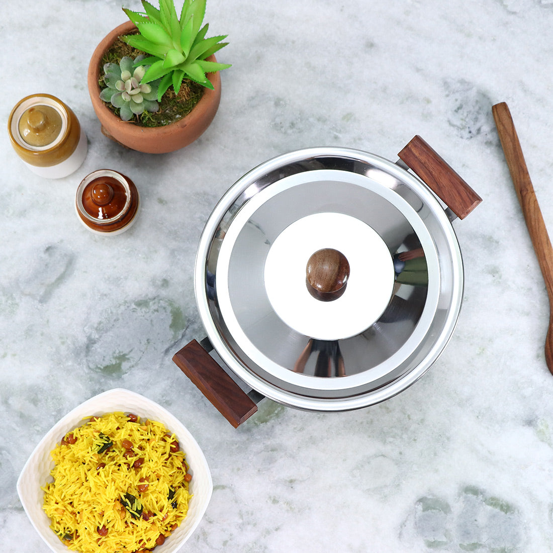 Wonderchef Ebony Hard Anodized PFOA-Free Handi Pot with Lid and Handles 21cm, Black, alternate product view 2