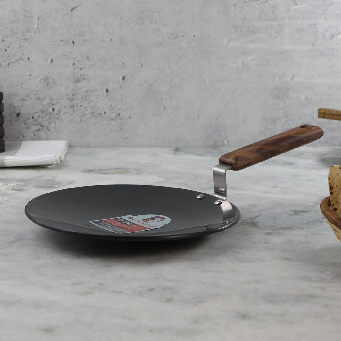 Wonderchef Ebony Anodized Roti Naan Bread Tawa Griddle Pan Pure Grade Aluminum PFOA-Free, Black, 25cm, 28cm, alternate product view 6