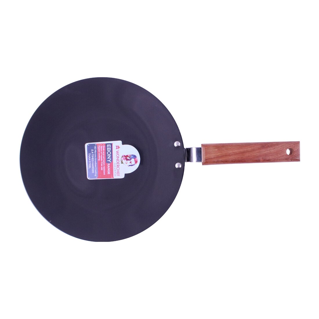 Wonderchef Ebony Anodized Roti Naan Bread Tawa Griddle Pan Pure Grade Aluminum PFOA-Free, Black, 25cm, 28cm, top view