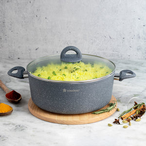 Wonderchef Granite Aluminum Non-Stick Casserole with Lid, 28cm, Gray