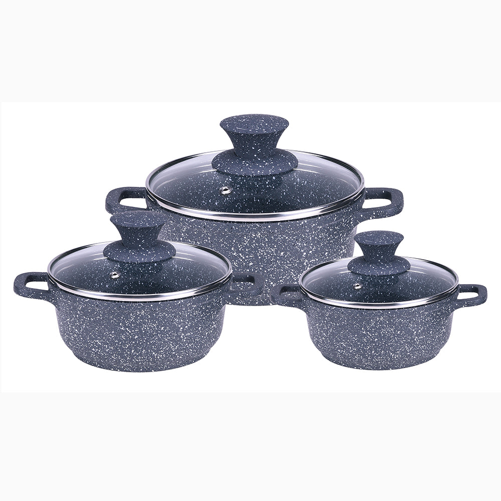 Wonderchef Granite Die Cast Casserole Set of 3 Casseroles with Lids, 16cm, 20cm, 24cm, Black, alternate product view 6