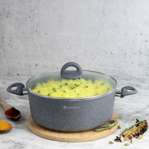 Wonderchef Granite Non-Stick Aluminum Casserole with Lid, Gray
