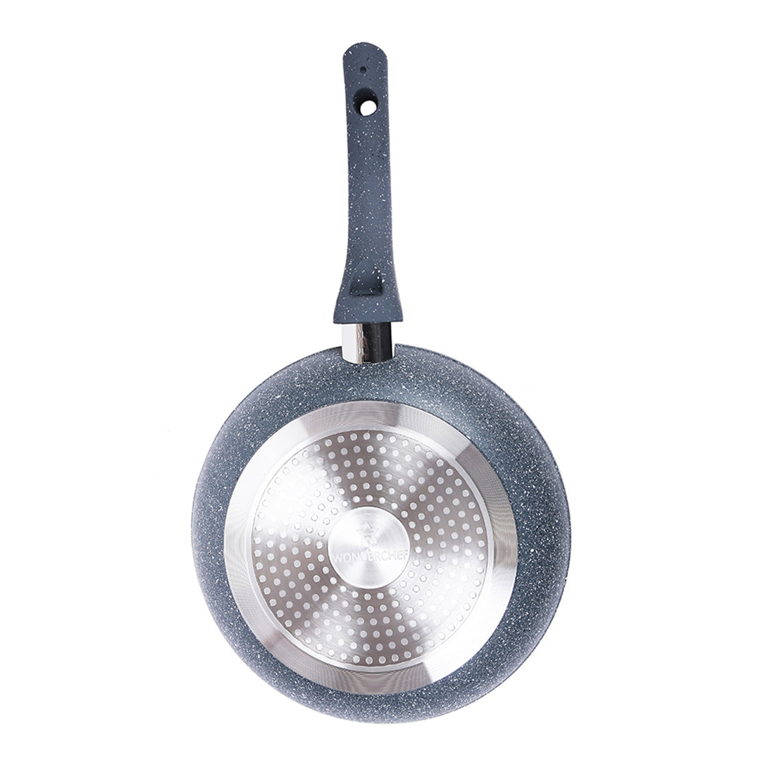 Wonderchef Granite Forged Non-Stick PFOA-Free Aluminum Fry Pan Skillet Tawa, Gray, bottom view 2