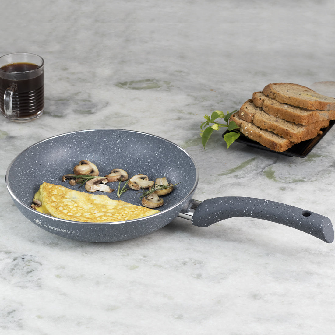 Wonderchef Granite Forged Non-Stick PFOA-Free Aluminum Fry Pan Skillet Tawa, Gray